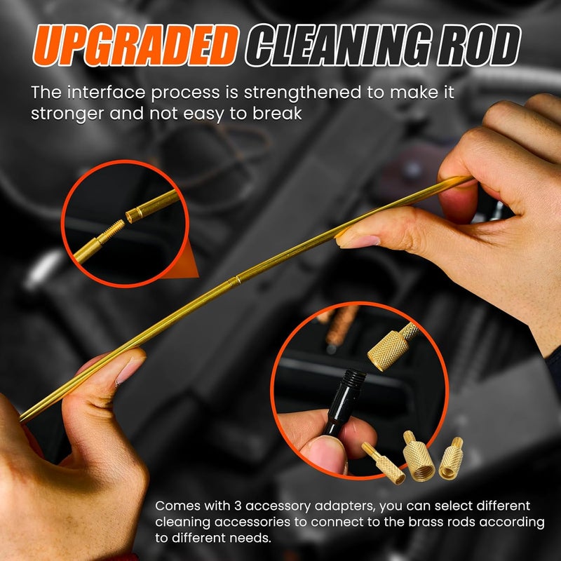 PERWIN Universal Gun Cleaning Kit for All Caliber Pistol Rifle Handgun Shotgun Hunting Cleaning Kit with Brass Rods and Tough Carrying Case, Gun Accessories Gifts for Men - Image 3